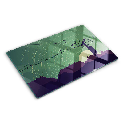 Szklana deska do krojenia Ptaki na przewodach elektrycznych