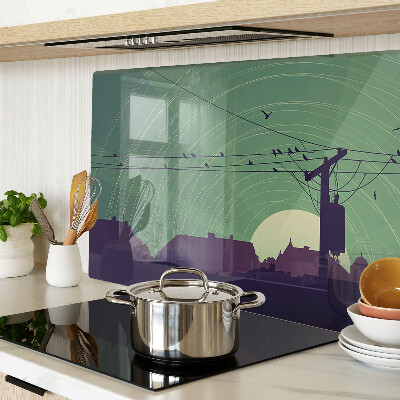 Snijplanken van glas Vogels op elektriciteitsdraden