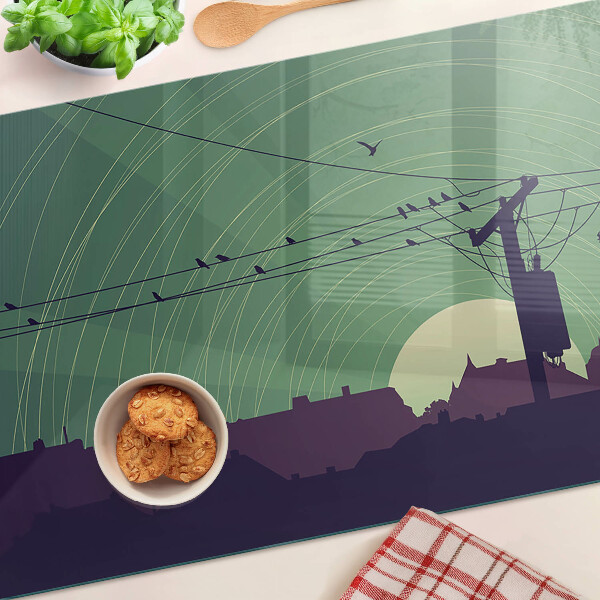 Szklana deska do krojenia Ptaki na przewodach elektrycznych