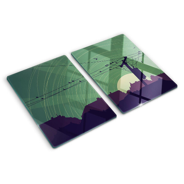 Snijplanken van glas Vogels op elektriciteitsdraden