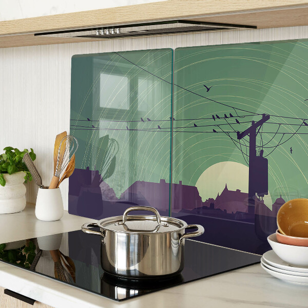 Snijplanken van glas Vogels op elektriciteitsdraden