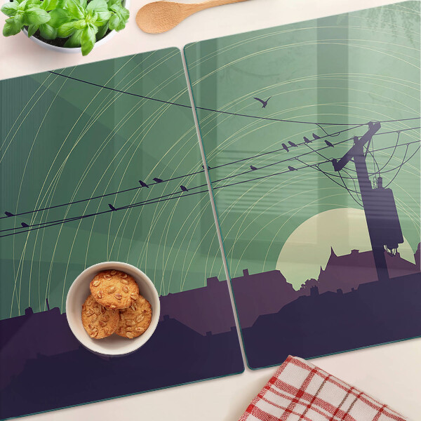 Snijplanken van glas Vogels op elektriciteitsdraden