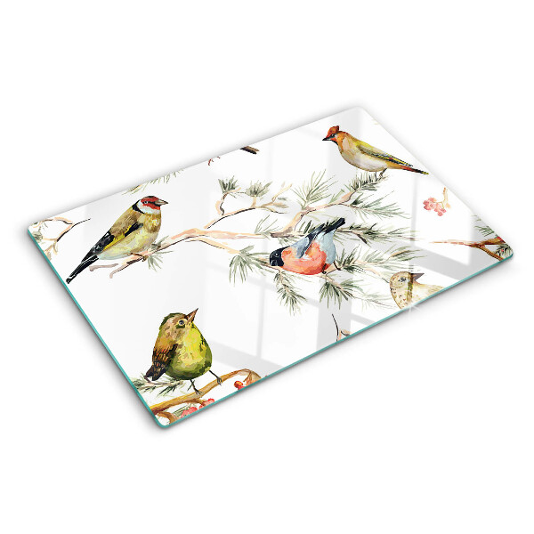 Szklana deska kuchenna Ptaki na gałęziach z owocami