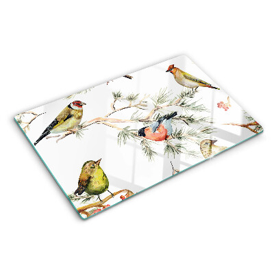 Glazen snijplanken Vogels op takken met vruchten