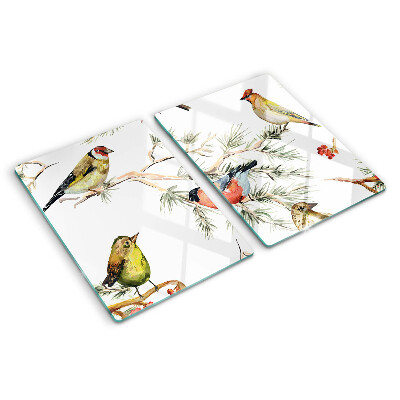 Glazen snijplanken Vogels op takken met vruchten