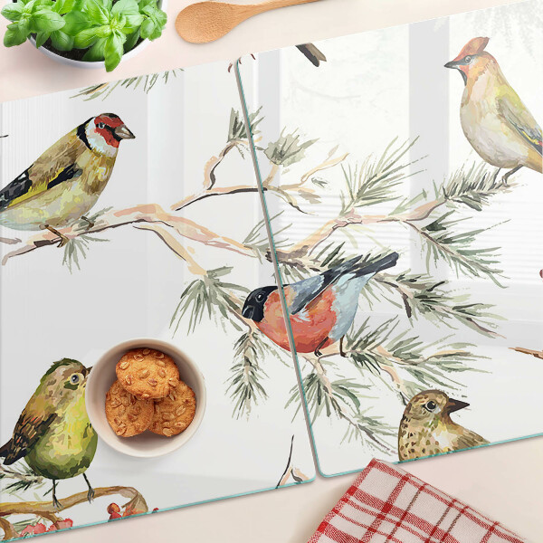 Glazen snijplanken Vogels op takken met vruchten