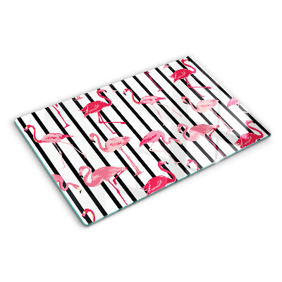 Szklana deska kuchenna Flamingi na paskach