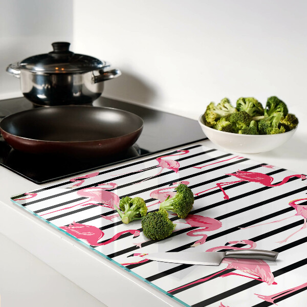 Snijplanken van glas Flamingo's op strepen