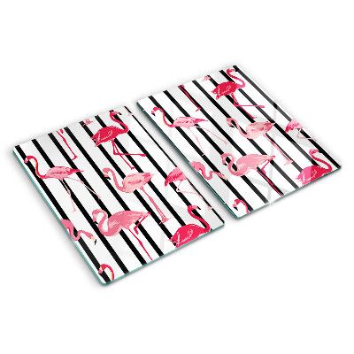 Szklana deska kuchenna Flamingi na paskach