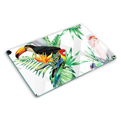 Snijplanken glas Tropische vogels en bladeren