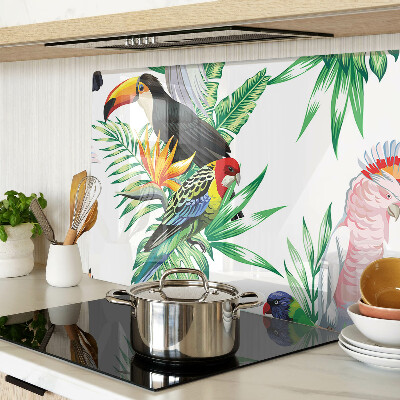 Szklana deska kuchenna Tropikalne ptaki i liście