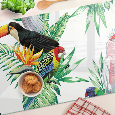 Szklana deska kuchenna Tropikalne ptaki i liście