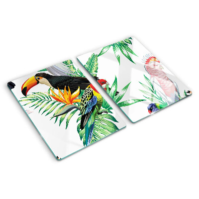 Szklana deska kuchenna Tropikalne ptaki i liście