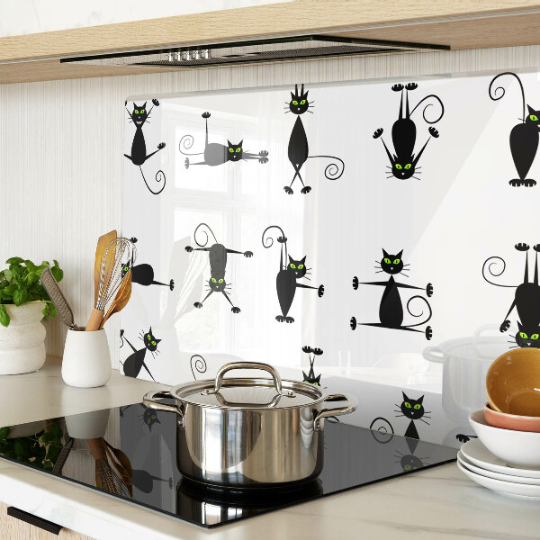Deska kuchenna szklana Czarne koty z zielonymi oczami