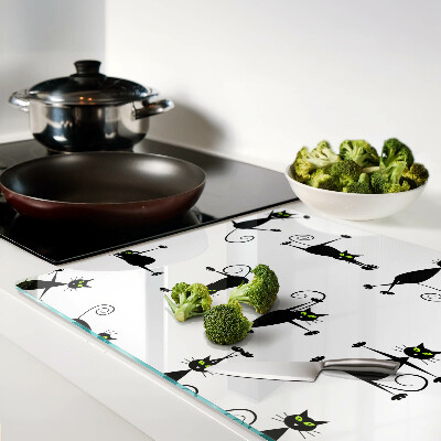 Deska kuchenna szklana Czarne koty z zielonymi oczami