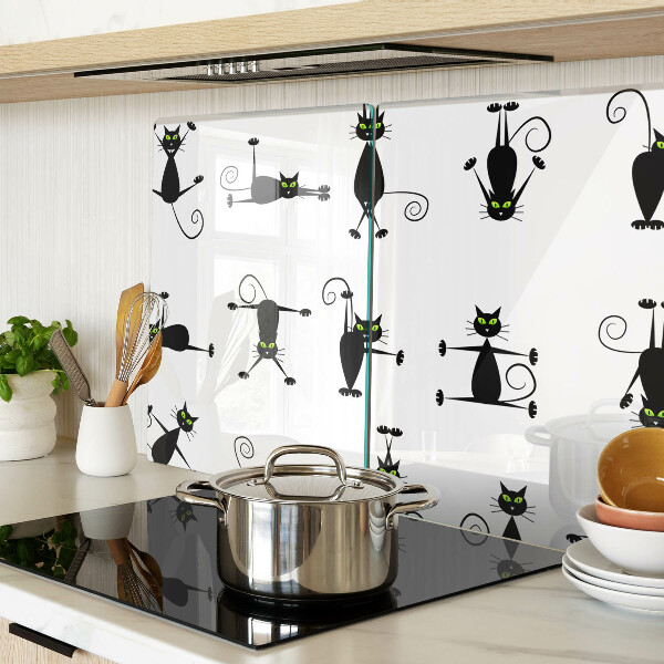 Deska kuchenna szklana Czarne koty z zielonymi oczami