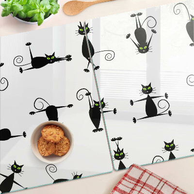 Deska kuchenna szklana Czarne koty z zielonymi oczami