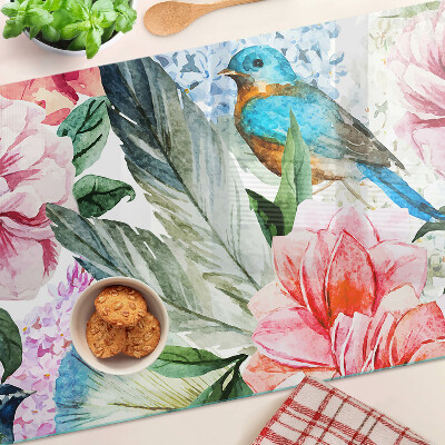 Snijplanken van glas Bloemen en vogels in aquarel