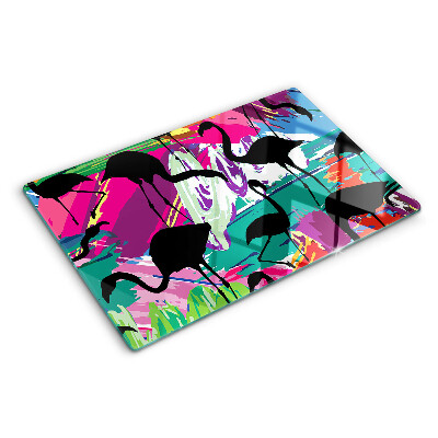 Snijplanken glas Flamingo's op een kleurrijke achtergrond