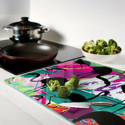 Snijplanken glas Flamingo's op een kleurrijke achtergrond