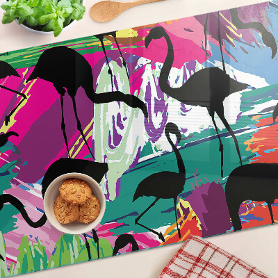 Snijplanken glas Flamingo's op een kleurrijke achtergrond