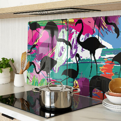 Snijplanken glas Flamingo's op een kleurrijke achtergrond