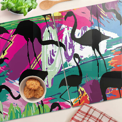 Snijplanken glas Flamingo's op een kleurrijke achtergrond