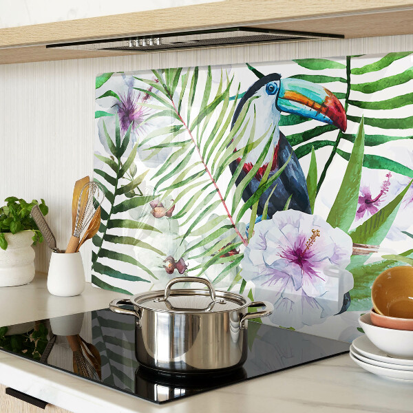 Snijplanken van glas Tropisch motief met vogels en planten