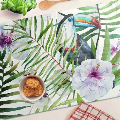 Szklana deska do krojenia Tropikalny motyw z ptakami i roślinami