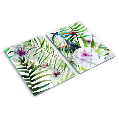 Snijplanken van glas Tropisch motief met vogels en planten
