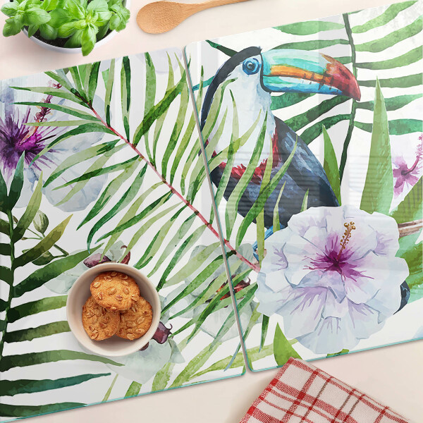 Snijplanken van glas Tropisch motief met vogels en planten