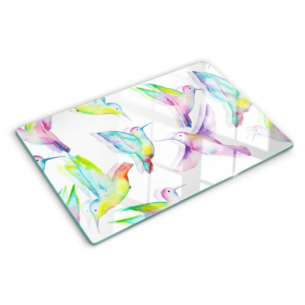 Szklana deska kuchenna Kolibry w akwarelowym stylu