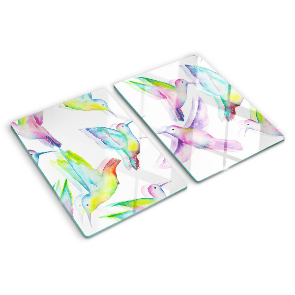 Szklana deska kuchenna Kolibry w akwarelowym stylu