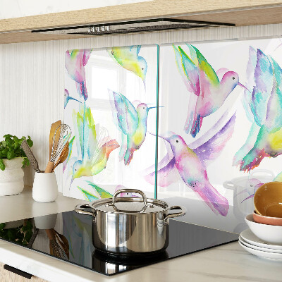 Szklana deska kuchenna Kolibry w akwarelowym stylu