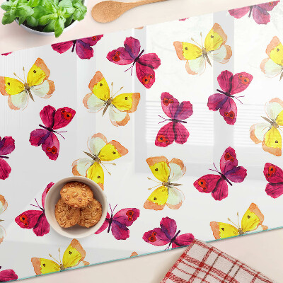 Snijplanken glas Vlindermotief in lentekleuren