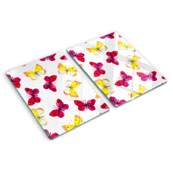 Snijplanken glas Vlindermotief in lentekleuren