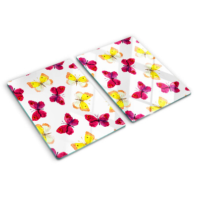 Snijplanken glas Vlindermotief in lentekleuren