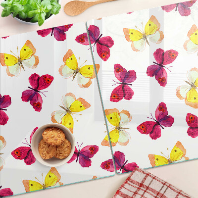 Snijplanken glas Vlindermotief in lentekleuren