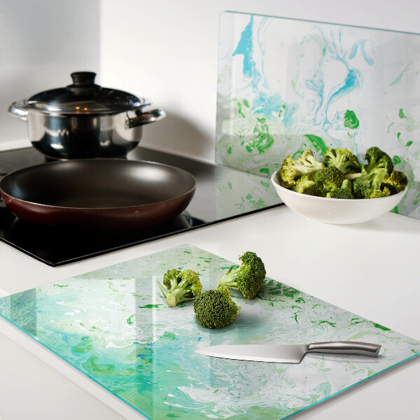 Deska kuchenna szklana Abstrakcyjne zawirowania w zieleni i błękicie
