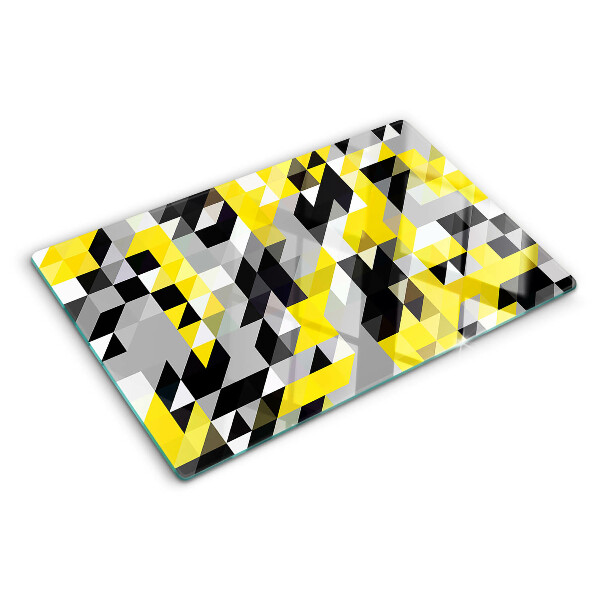 Snijplanken van glas Geometrische vormen in geel en zwart.