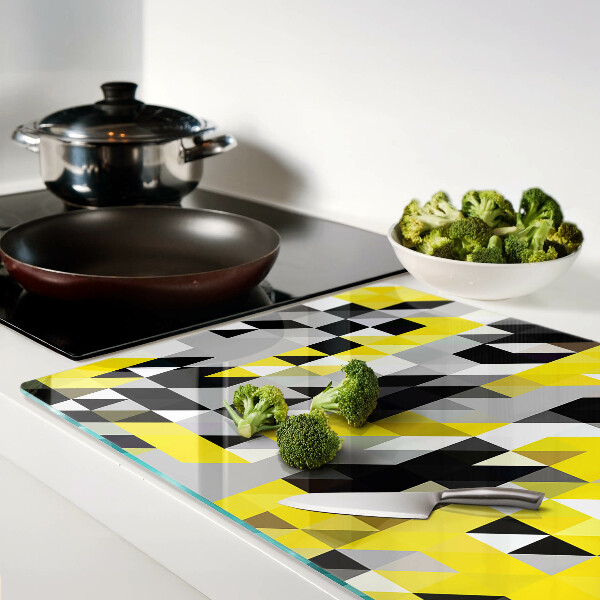 Szklana deska kuchenna Geometria w odcieniach żółtego i czarnego