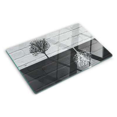 Szklana deska do krojenia Drzewo na tle cegieł