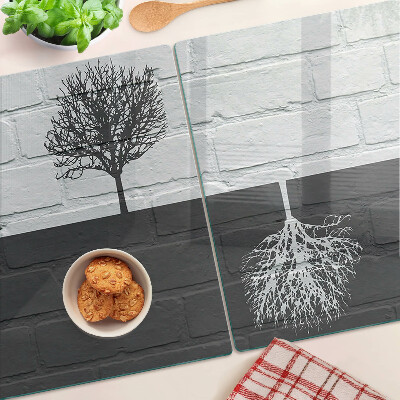 Szklana deska do krojenia Drzewo na tle cegieł