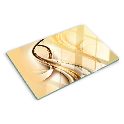 Snijplanken glas Abstracte golven in beigetinten