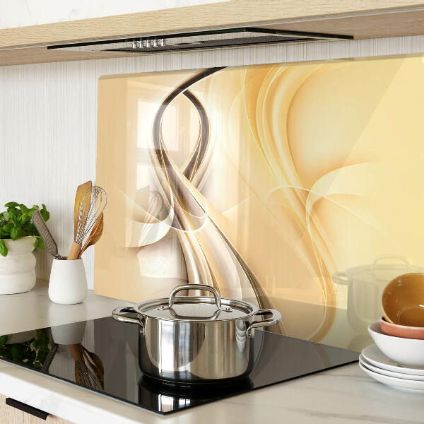 Snijplanken glas Abstracte golven in beigetinten