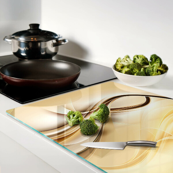 Snijplanken glas Abstracte golven in beigetinten