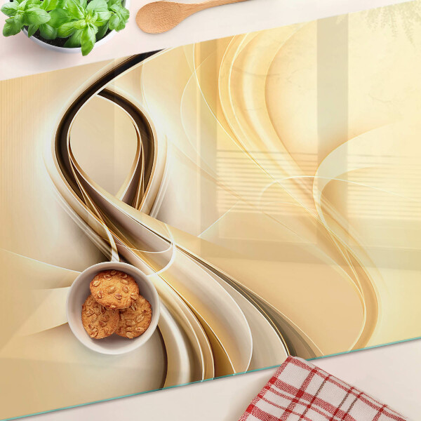 Snijplanken glas Abstracte golven in beigetinten