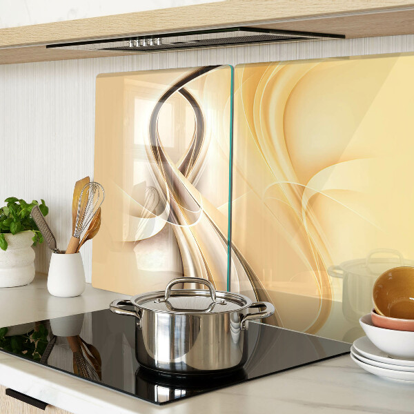 Szklana deska kuchenna Abstrakcyjne fale w odcieniach beżu