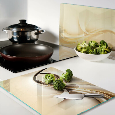 Snijplanken glas Abstracte golven in beigetinten