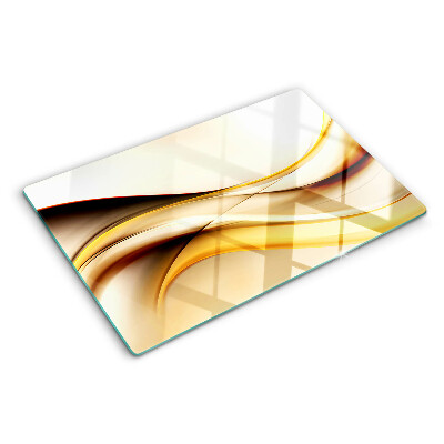 Deska kuchenna szklana Abstrakcyjne fale w odcieniach złota